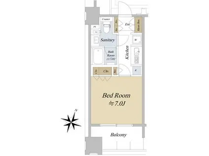 アクシルコート日本橋本町(1K/7階)の間取り写真