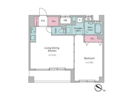 レジディア三越前(1LDK/13階)の間取り写真