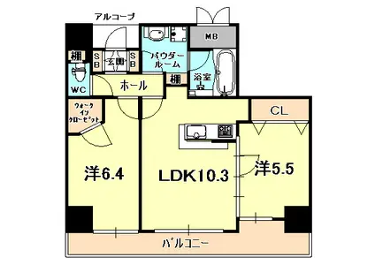 エステムプラザ神戸元町・海岸通(2LDK/8階)の間取り写真