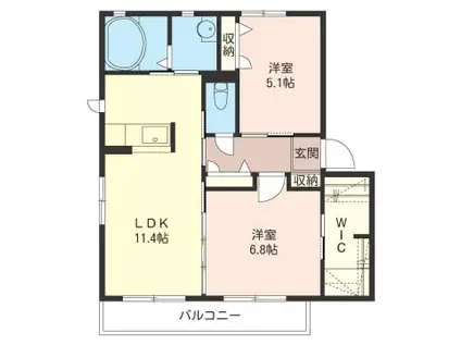 エルカーサリバーB(2LDK/2階)の間取り写真