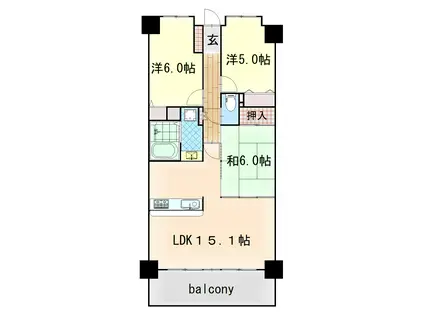 ラウムズ垂水(3LDK/4階)の間取り写真