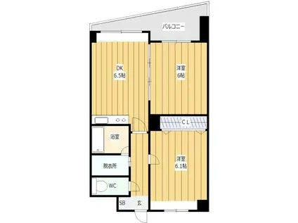 シティレジデンス福島X(2DK/4階)の間取り写真
