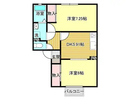 TOMORROW(2DK/2階)の間取り写真