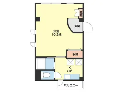 ロック・ツー(1K/2階)の間取り写真