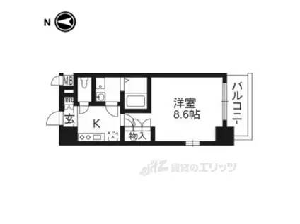 エスリード烏丸五条駅前1503(1K/15階)の間取り写真