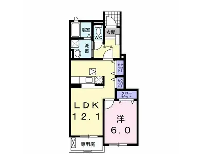 ヴェルサン・アベニュII(1LDK/1階)の間取り写真