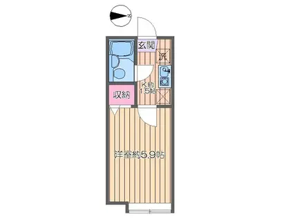 オーネスト六町(1K/2階)の間取り写真
