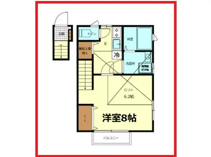 ブリティッシュプラム(1K/2階)の間取り写真