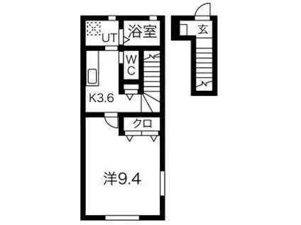 ブランシュノワール藤沢 B(1K/2階)の間取り写真