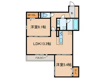 BRILANT(2LDK/3階)の間取り写真