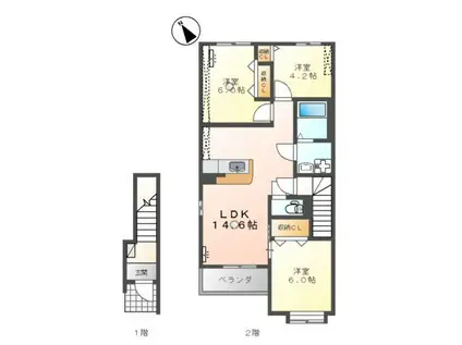 ボンヴィラージュK&M才川II(3LDK/2階)の間取り写真