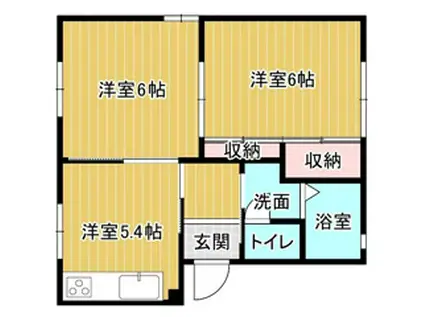 グランドールYAMATO(2DK/1階)の間取り写真