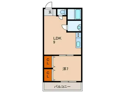 ときわ萩乃ハイツ(1LDK/1階)の間取り写真