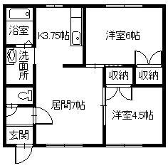 コーポキタムラ(2LDK/2階)の間取り写真