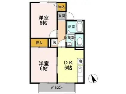 セジュールフェスタ(2DK/2階)の間取り写真