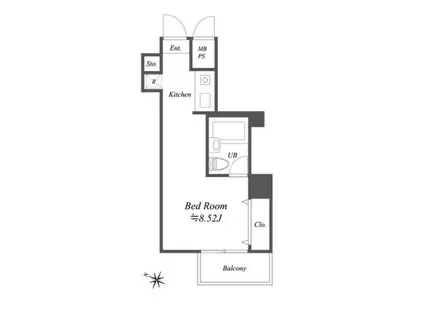 メゾン・ド・ヴィレ麻布台(1K/14階)の間取り写真