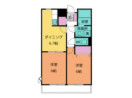 ジョイフルI(2DK/2階)の間取り写真