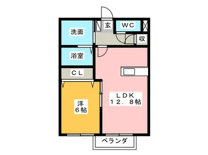 ウィンズ御門B(1LDK/1階)の間取り写真