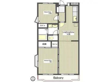 イトーピラ向ヶ丘壱番館(2LDK/3階)の間取り写真