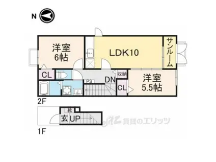 エアリー(2LDK/2階)の間取り写真