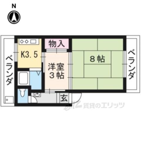 洛西マンションNO.1(2K/1階)の間取り写真