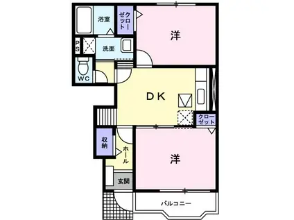 ソラティオーレ(2DK/1階)の間取り写真