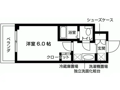 ウエリスアイビー門戸厄神(ワンルーム/6階)の間取り写真