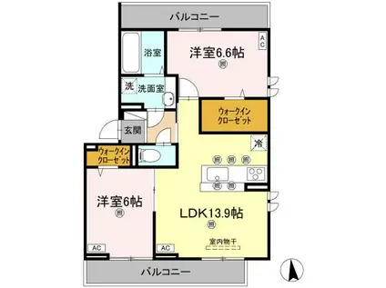 コルコバード(2LDK/2階)の間取り写真