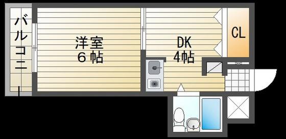 ナッツ・クラッカー医大東(1DK/4階)の間取り写真