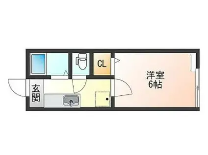 プランドール富士見(1K/2階)の間取り写真