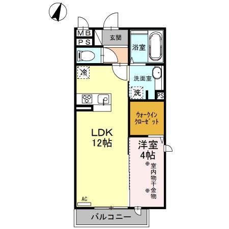 ロイジェントパークスレイクタウンP(1LDK/2階)の間取り写真