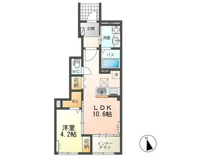 シェーンハイムB(1LDK/1階)の間取り写真