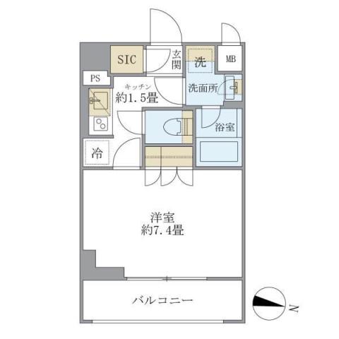 COCO-CHILL KAMEARI(1K/4階)の間取り写真