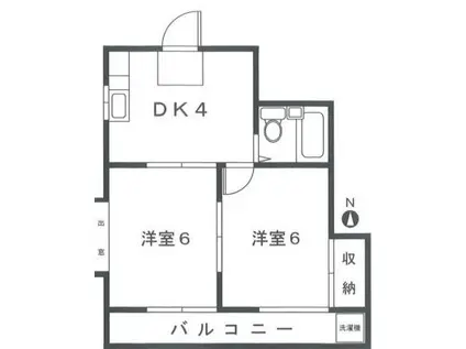 パークサイドイン(2DK/2階)の間取り写真
