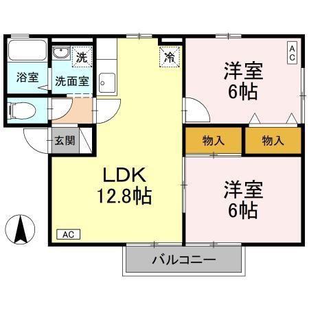 セジュール石井(2LDK/1階)の間取り写真