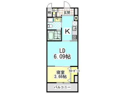 VENTO CASA(1LDK/2階)の間取り写真