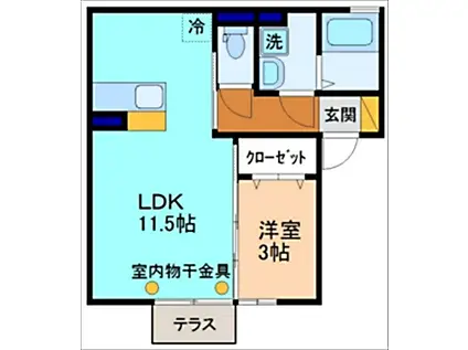 セントルイン九番館(1LDK/1階)の間取り写真