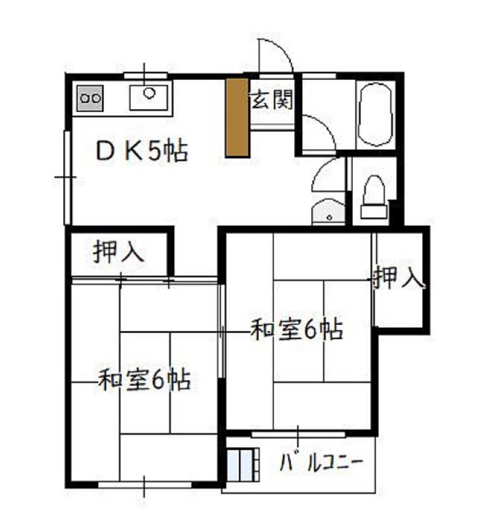 メゾン東大和(2DK/1階)の間取り写真
