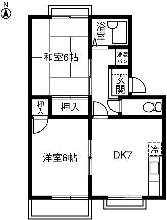 ルミナス三条B棟(2DK/2階)の間取り写真