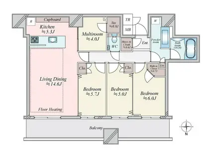 パークタワー晴海(3SLDK/6階)の間取り写真
