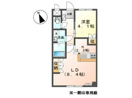 リバティ・コート(1LDK/1階)の間取り写真