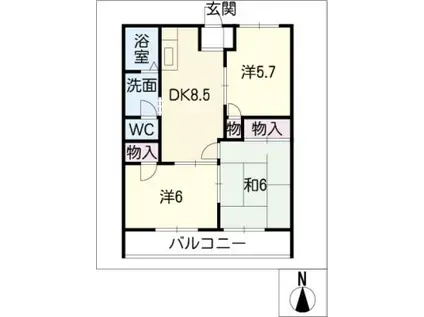 メゾン赤土(3DK/2階)の間取り写真