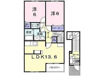 ピュア ファウンテン ヴィラII(2LDK/2階)の間取り写真