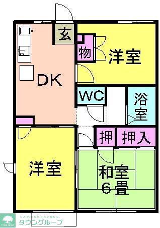 湘南サンライズガーデンB棟(3DK/2階)の間取り写真
