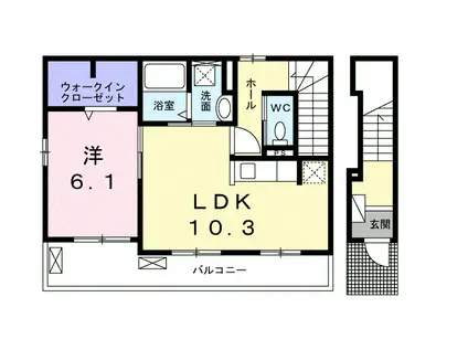 ロリエII(1LDK/2階)の間取り写真