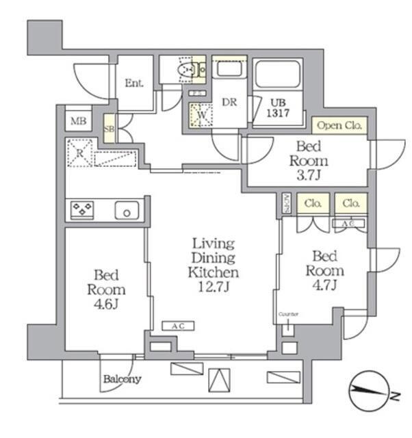 NOGATA RESIDENCE(3LDK/2階)の間取り写真