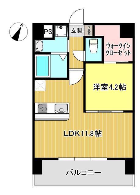 CALMA水前寺(1LDK/3階)の間取り写真
