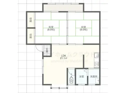 クレインハイツ203(2LDK/2階)の間取り写真