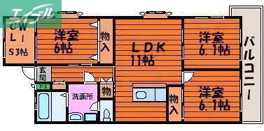 ルネス武田(3SLDK/1階)の間取り写真