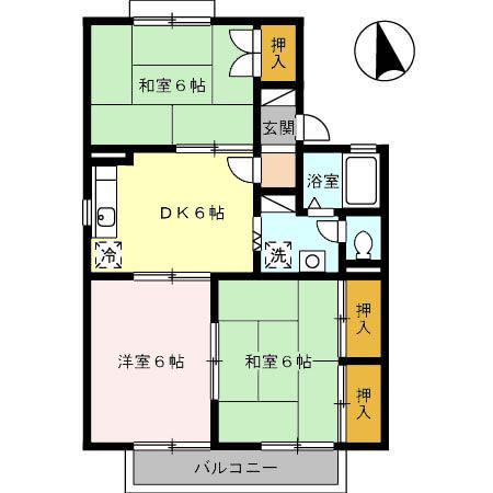 コモドハウス(3DK/2階)の間取り写真